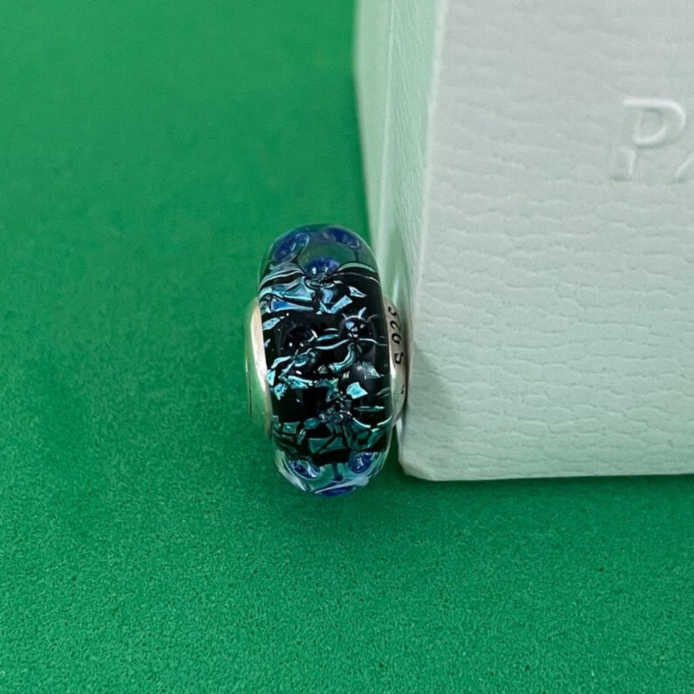 Pandora Wavy Dark Blue Murano Glass Ocean Charm